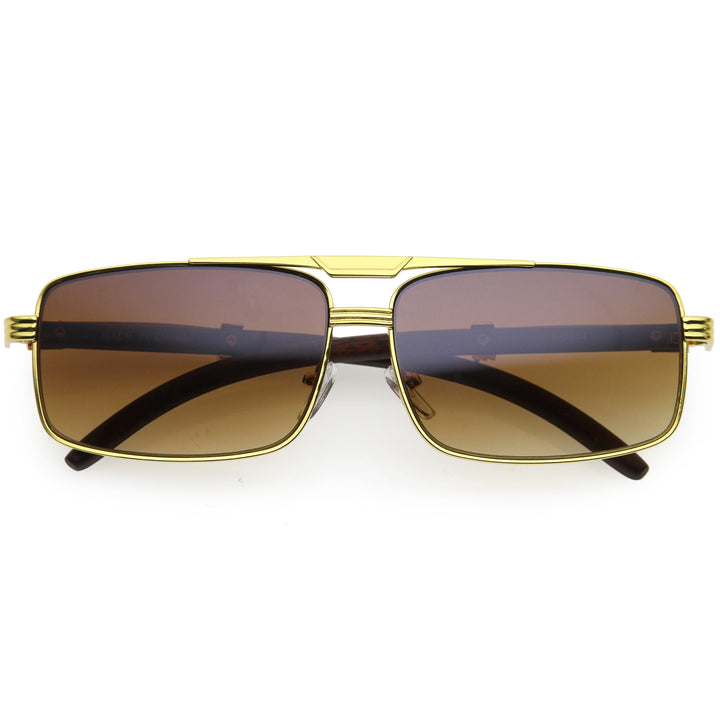 Classy Dapper Neutral Metal Crossbar Square Sunglasses D245