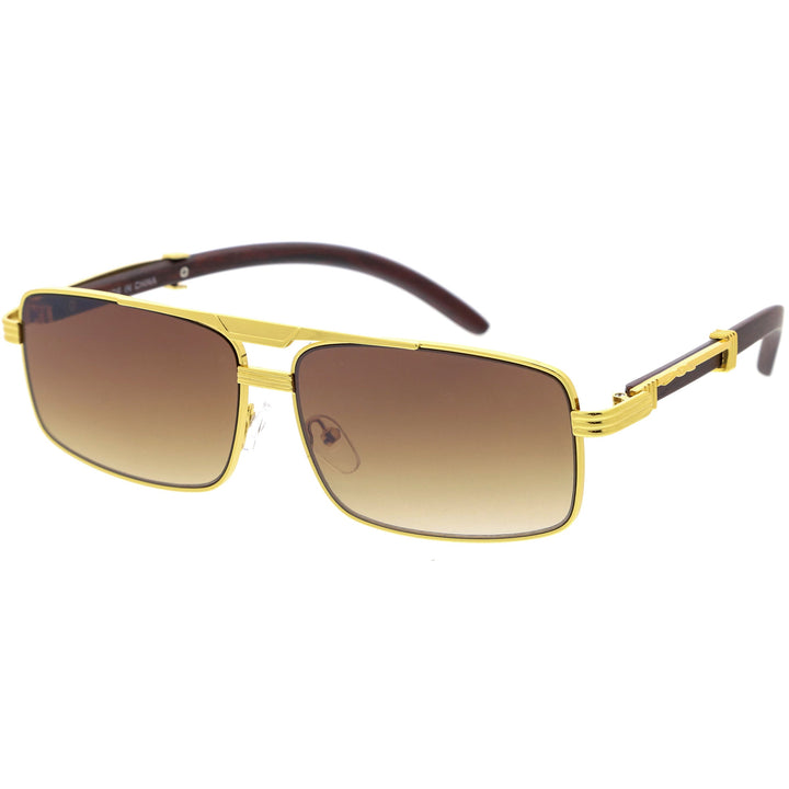 Classy Dapper Neutral Metal Crossbar Square Sunglasses D245