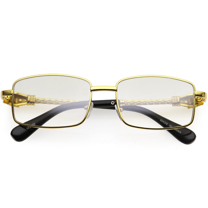 Bold Retro Jaguar Metal Plated Detail Square Sunglasses D247