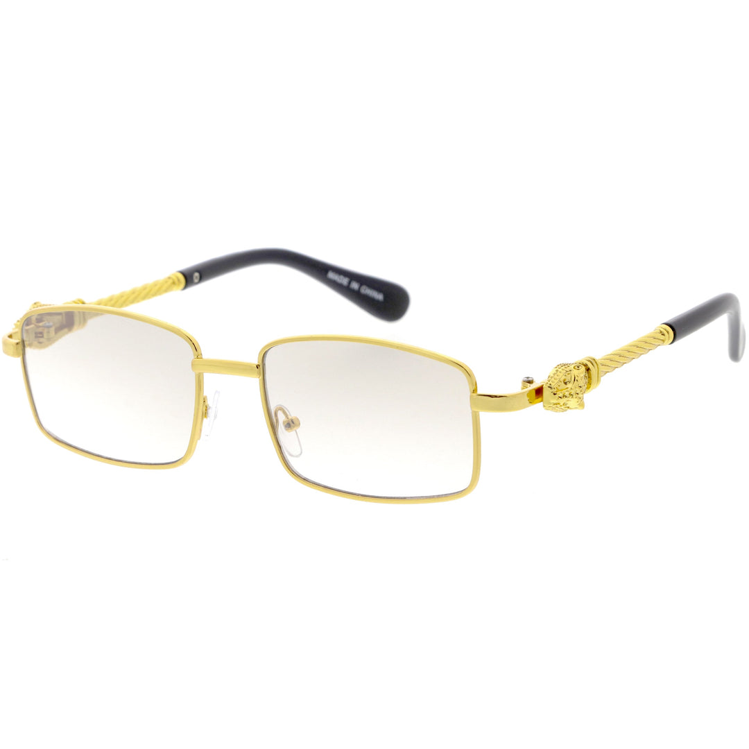 Bold Retro Jaguar Metal Plated Detail Square Sunglasses D247