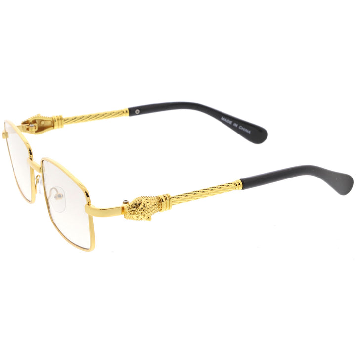 Bold Retro Jaguar Metal Plated Detail Square Sunglasses D247