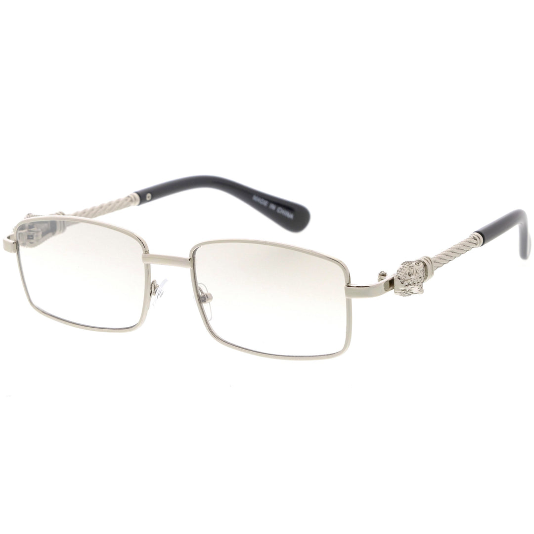 Bold Retro Jaguar Metal Plated Detail Square Sunglasses D247