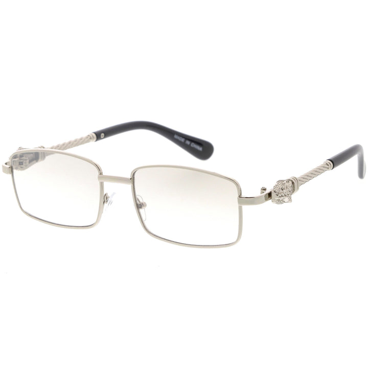 Bold Retro Jaguar Metal Plated Detail Square Sunglasses D247