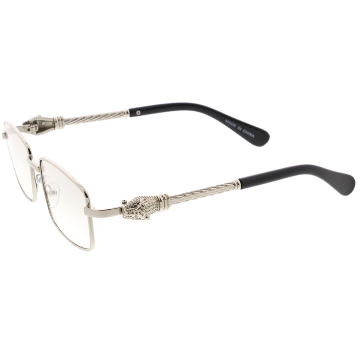 Bold Retro Jaguar Metal Plated Detail Square Sunglasses D247