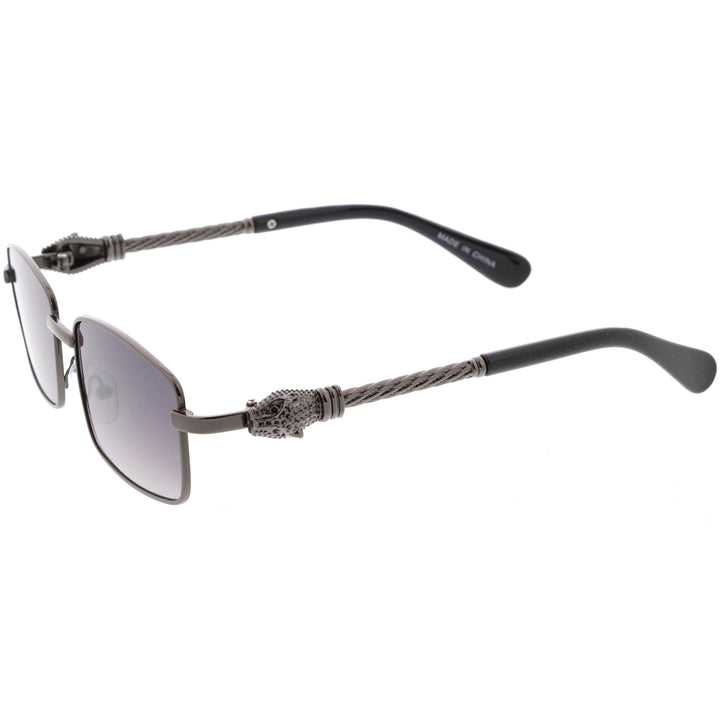 Bold Retro Jaguar Metal Plated Detail Square Sunglasses D247