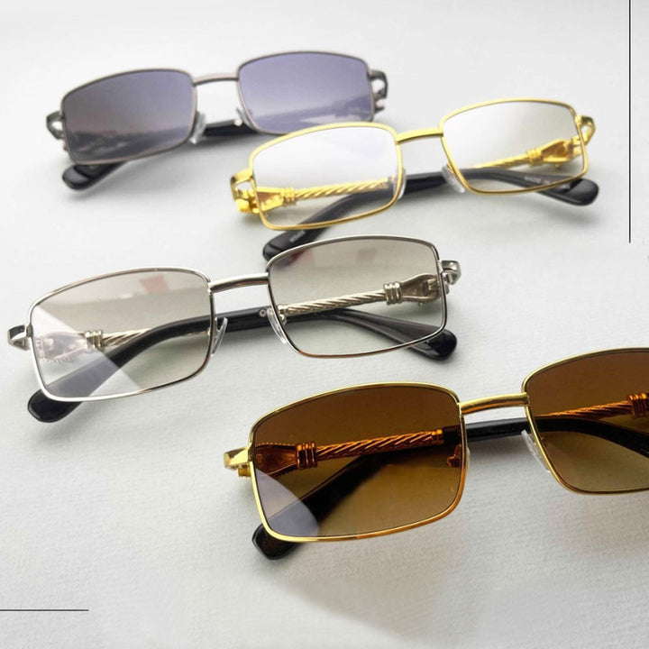 Bold Retro Jaguar Metal Plated Detail Square Sunglasses D247