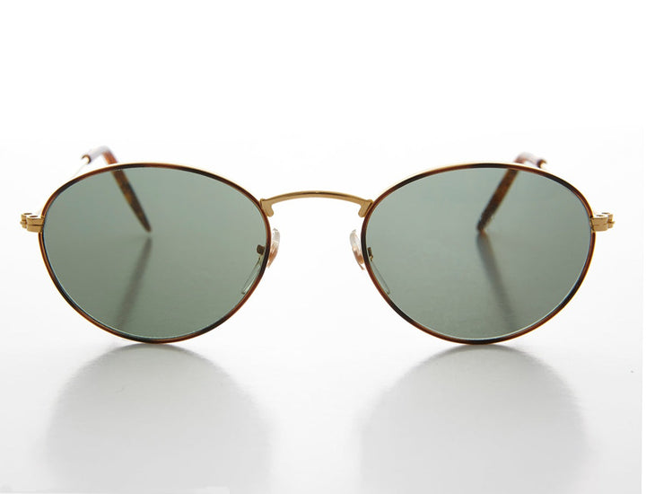 Classic Gold and Tortoise Vintage Sunglass with Glass Lens - Dove