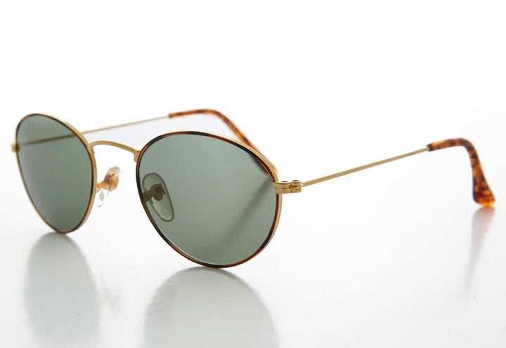 Classic Gold and Tortoise Vintage Sunglass with Glass Lens - Dove