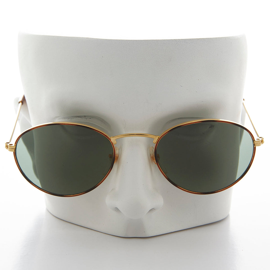 Classic Gold and Tortoise Vintage Sunglass with Glass Lens - Dove