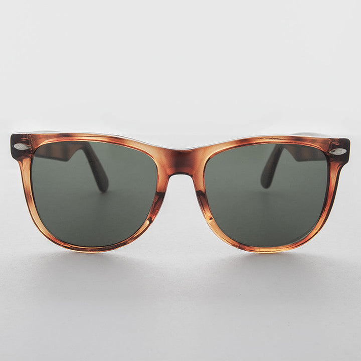 Classic Square Tortoise Vintage Sunglasses with Glass Lens - Draper
