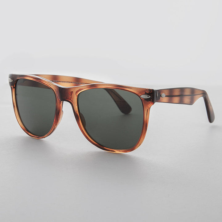 Classic Square Tortoise Vintage Sunglasses with Glass Lens - Draper
