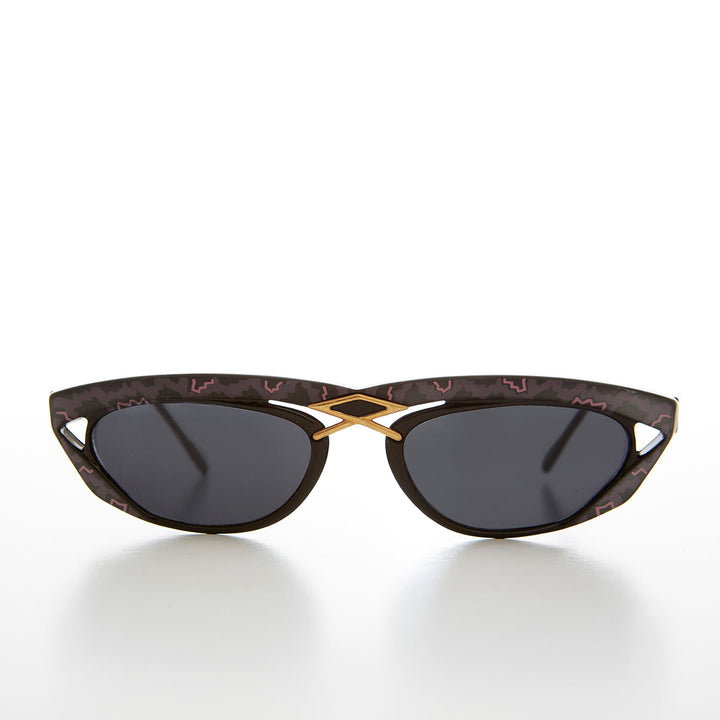 Rectangular 80s Sunglass with Gold Accents - Duran