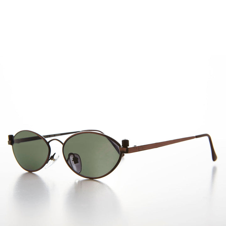 Industrial Metal Frame Oval 90s Steampunk Sunglass - Erin 1