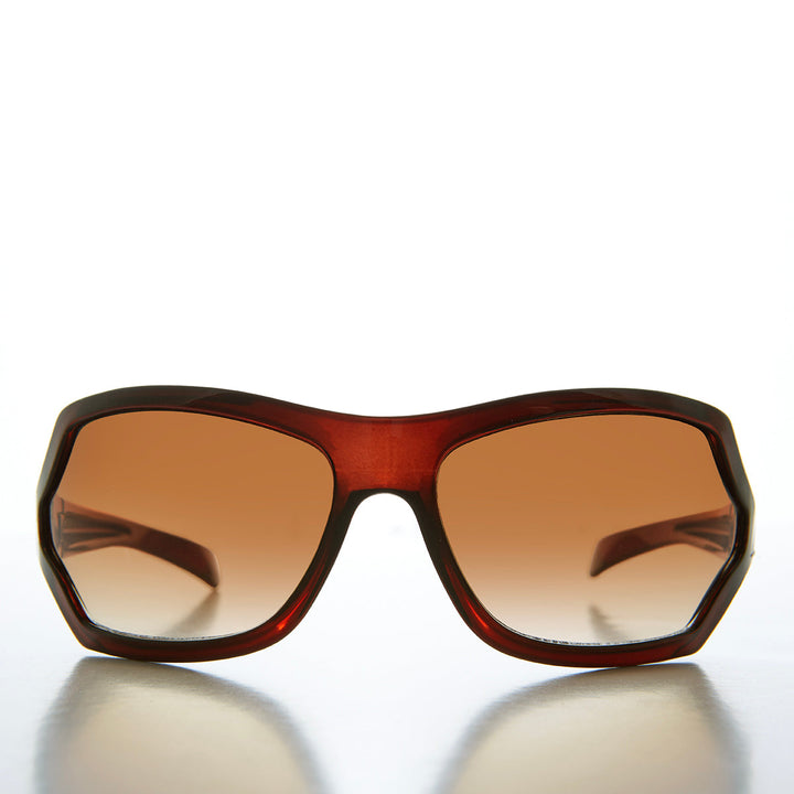 90s Mod Curved Wrap Sleek Sunglasses - Falco