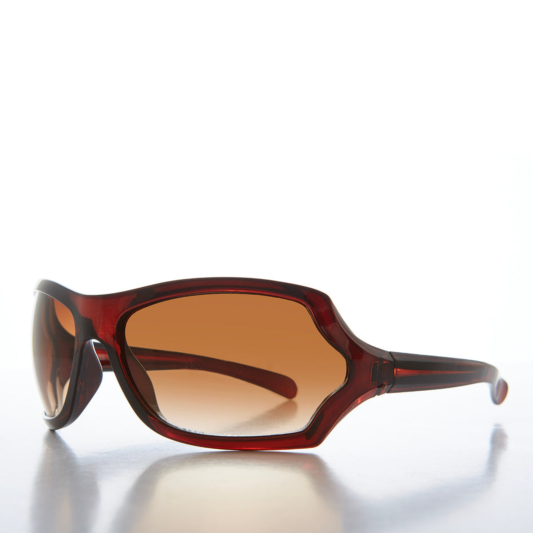 90s Mod Curved Wrap Sleek Sunglasses - Falco