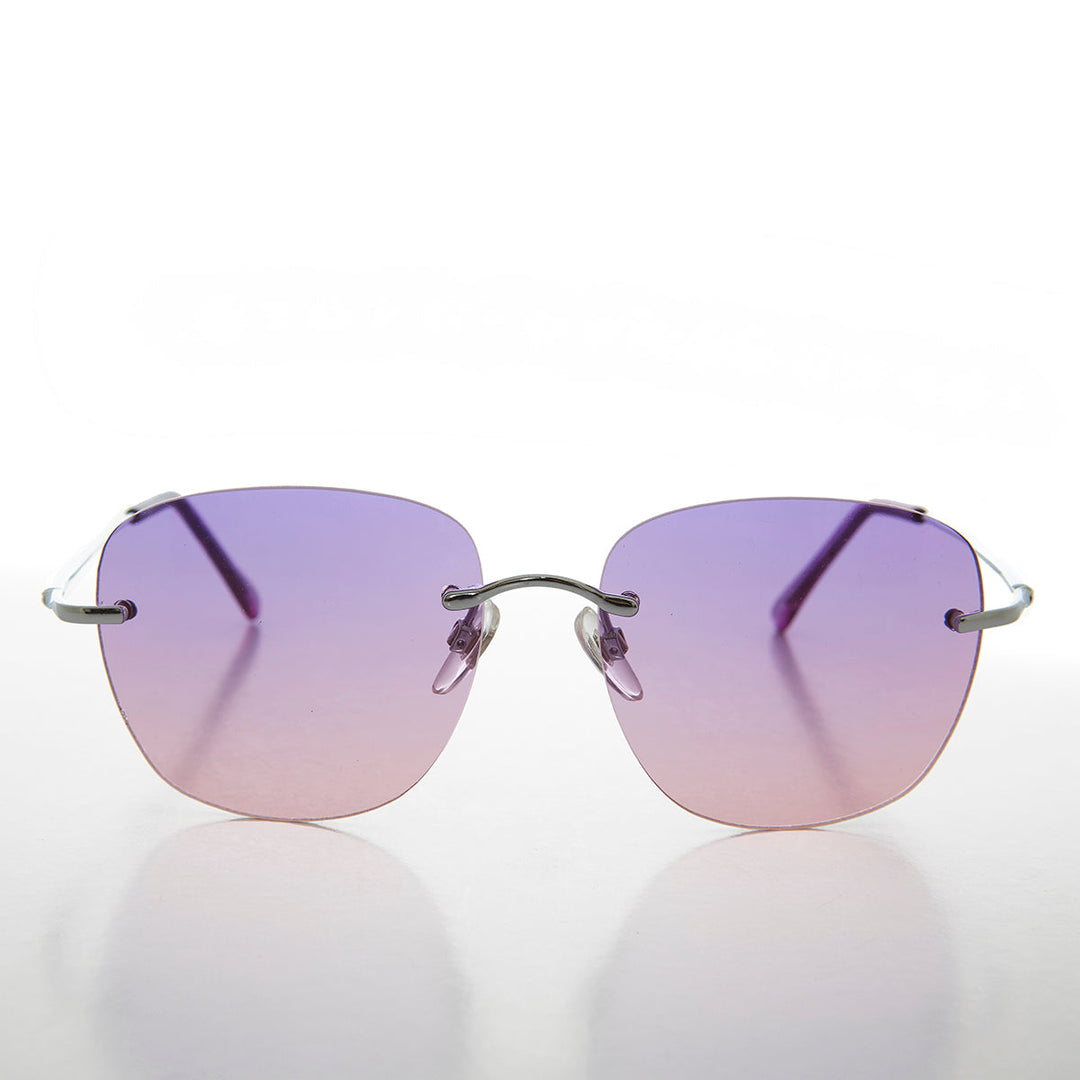 Rimless Ocean Colored Lens Women's Sunglasses - Fancy