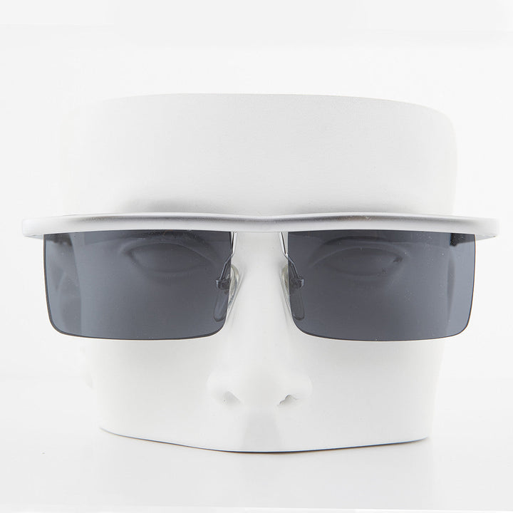 Futuristic Metal Rectangular Rimless Steampunk Vintage Sunglass - Hans