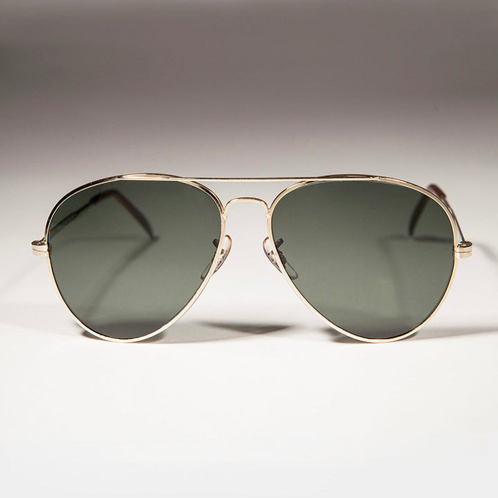 Gold Aviator Sunglass with Glass Lens Metal Frame - Iceman