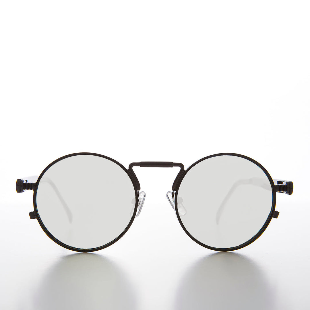 Round Black Metal Goth Steampunk Sunglass - Ivan 2