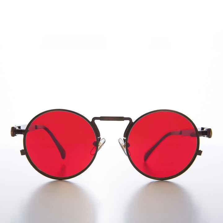 Round Bronze Metal Goth Steampunk Sunglass - Ivan 3