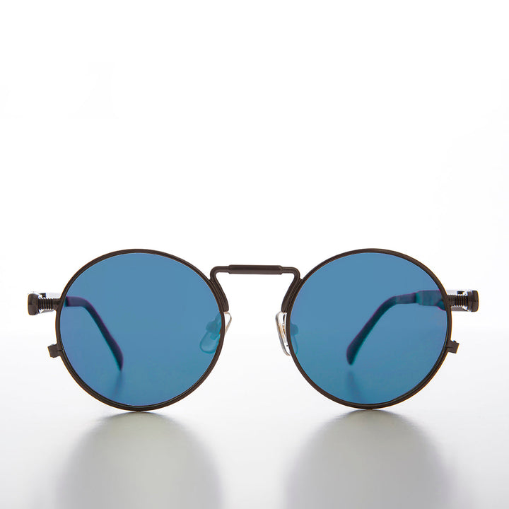 Round Gunmetal Metal Goth Steampunk Sunglass - Ivan 5