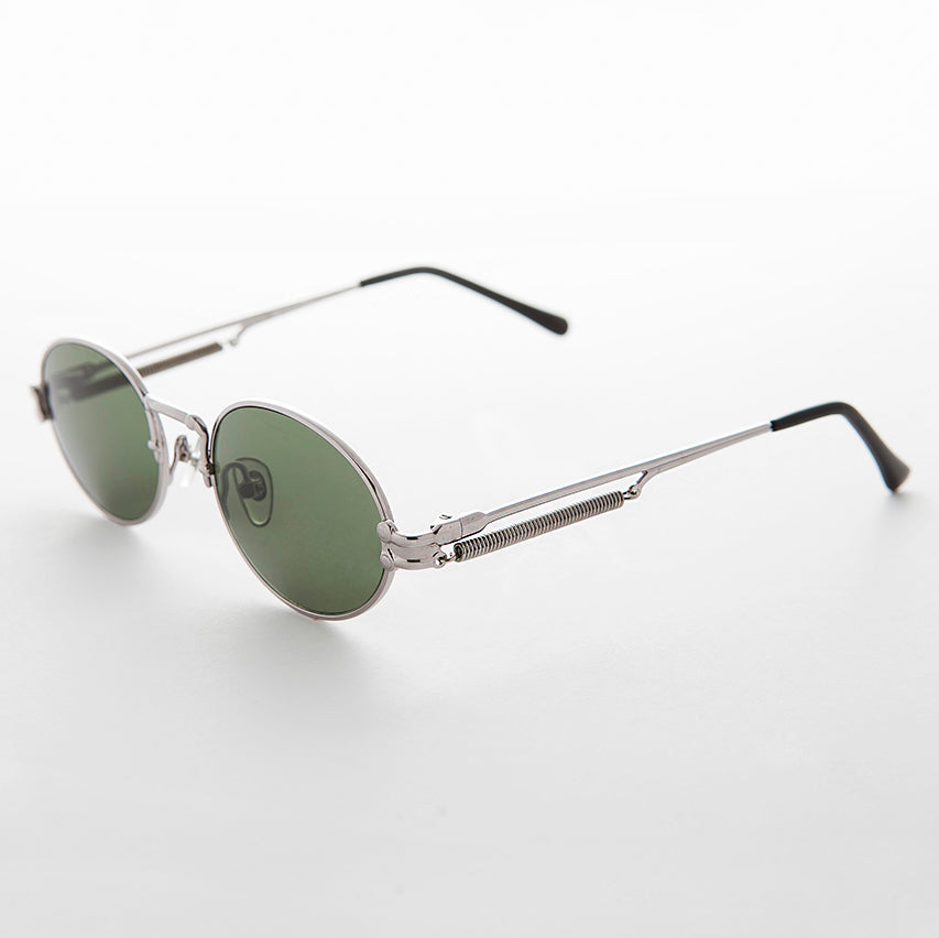 Spring Temple Oval Steampunk Vintage Sunglass - Jeter