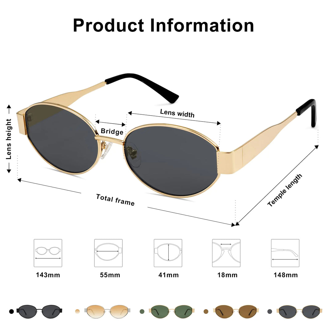 Retro Oval Sunglasses with UV400 Protection