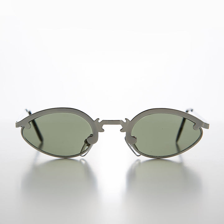 Unique Oval Metal Vintage 90s Sunglass - Lotus