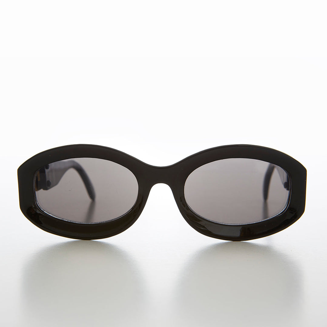 Thick Wide Frame Sunglasses w/ Chain Link Temples - Lyric