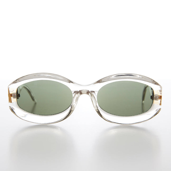 Thick Wide Frame Sunglasses w/ Chain Link Temples - Lyric
