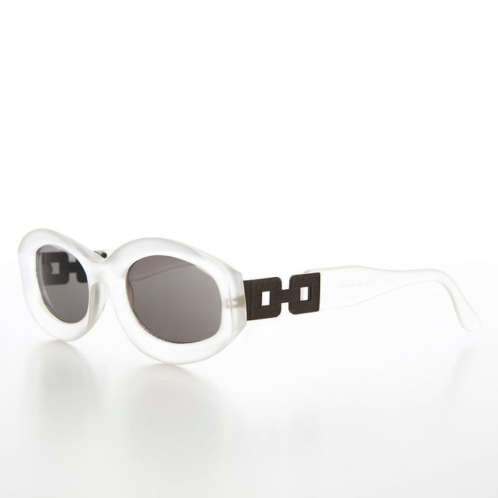 Thick Wide Frame Sunglasses w/ Chain Link Temples - Lyric