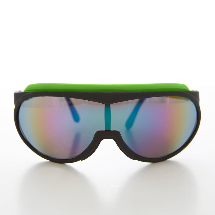 80s Neon Sports Shield Sunglasses - Mondo
