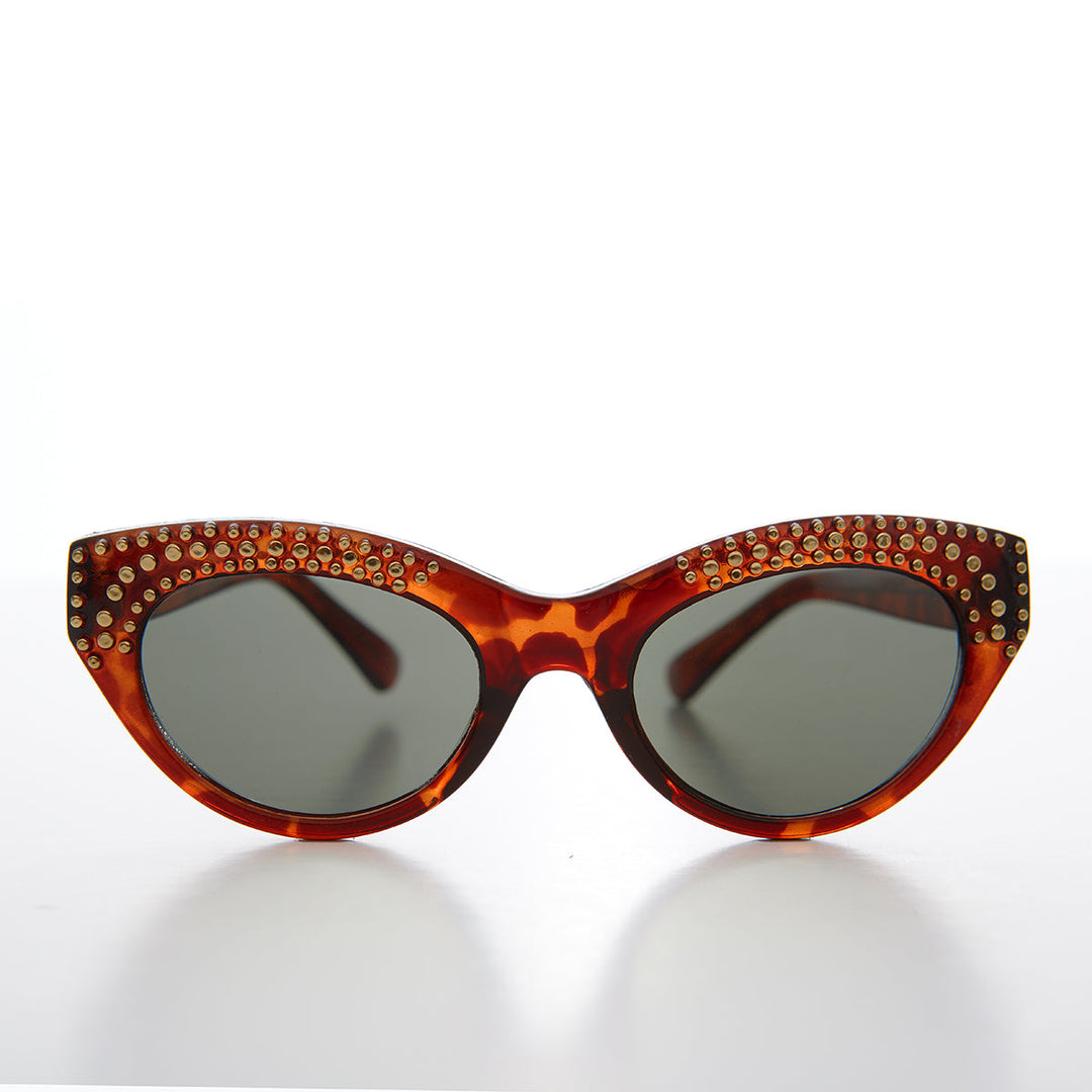 Cat Eye Sunglass with Gold Studs - Monique