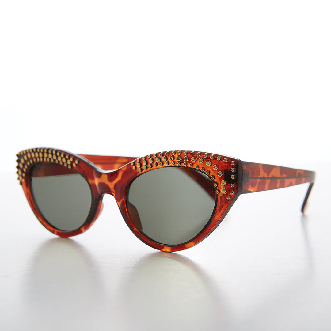 Cat Eye Sunglass with Gold Studs - Monique