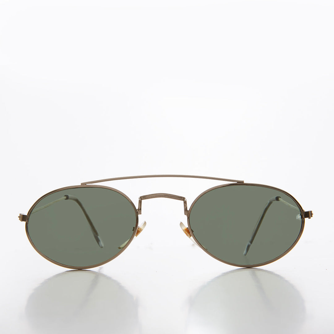 Oval Metal Steampunk Aviator Sunglasses - Mykonos