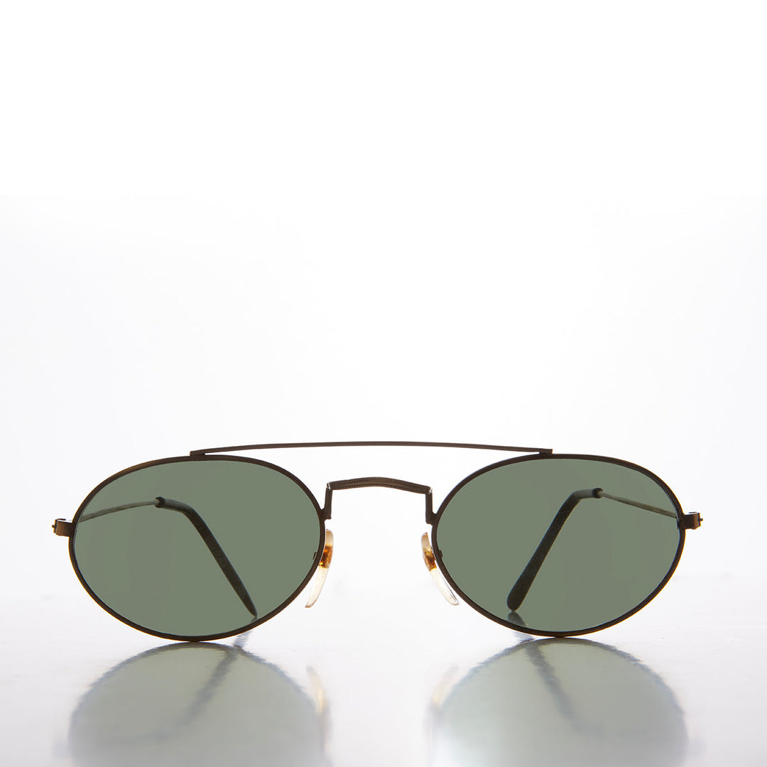 Oval Metal Steampunk Aviator Sunglasses - Mykonos