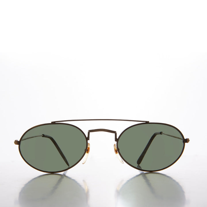 Oval Metal Steampunk Aviator Sunglasses - Mykonos