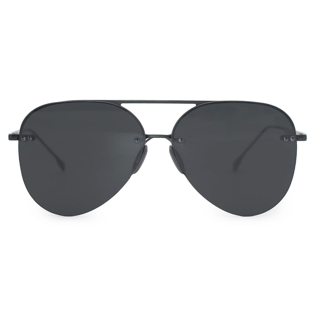 Smaller Megan 2 Jet Black- Tangle Free Aviator Sunglasses