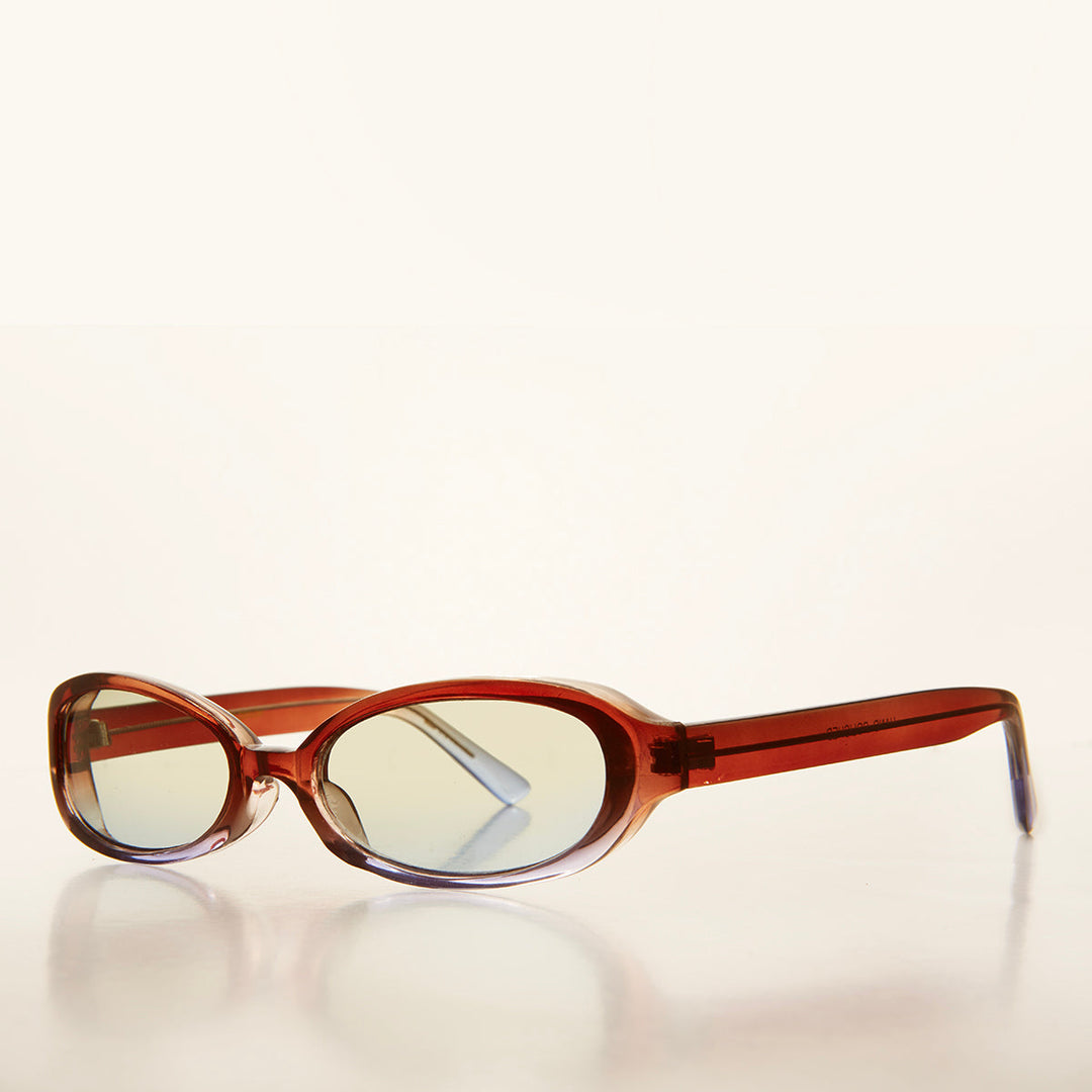 90s Micro Oval Sunglass with Colorful Frame - Nico