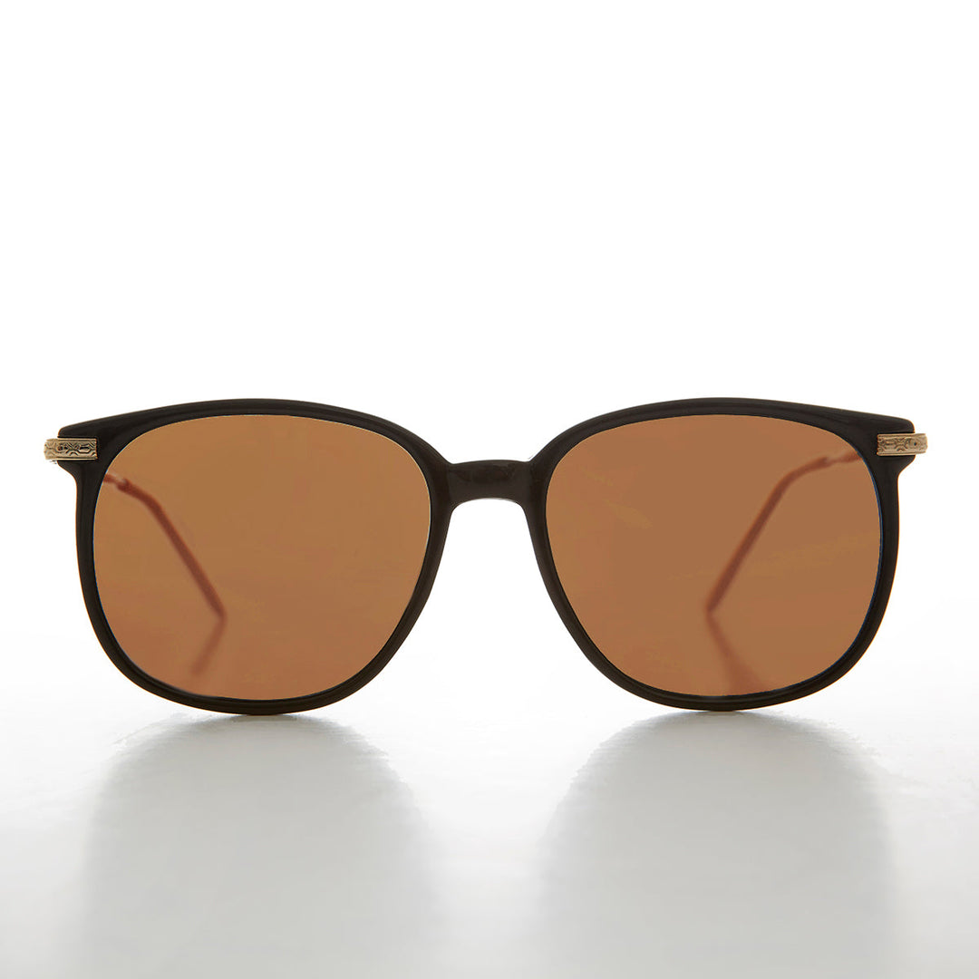 Preppy Square Sunglass with Intricate Temple - Noho