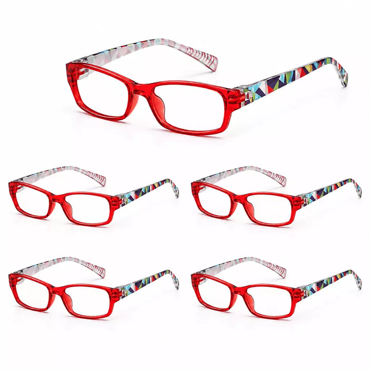 5 Pack Patterned Temples Metalless Screwless Reading Glasses NRT1803