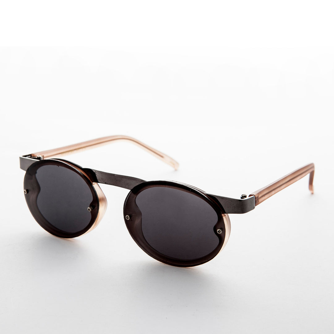 90s Oval Goth Sunglasses with Floating Brow line - Oswald
