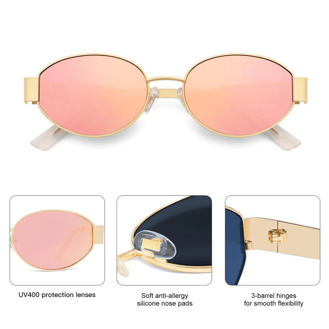 Retro Oval Sunglasses with UV400 Protection