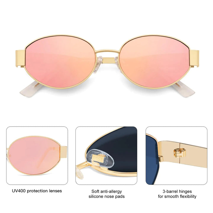 Retro Oval Sunglasses with UV400 Protection