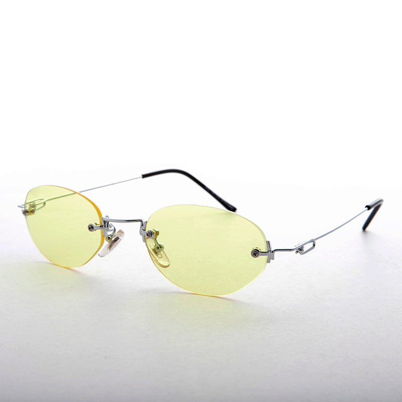 Gafas de sol vintage de los años 90 con lentes de color ovaladas sin montura - Piper