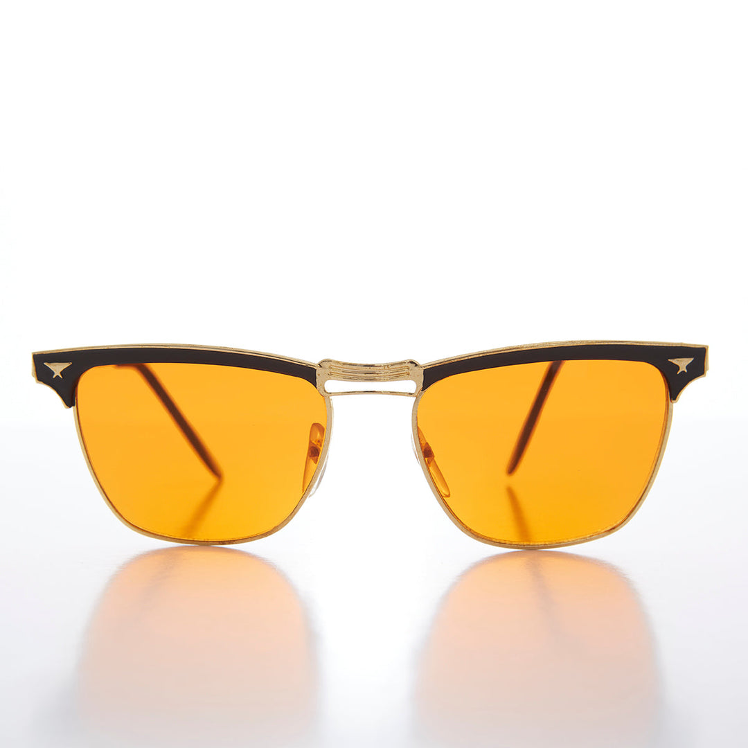 Amber Lens Horn Rim Classic Vintage Sunglasses - Pop