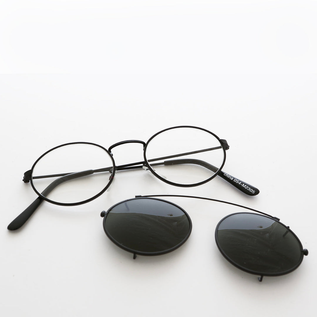 Oval Clip On Sunglasses  - Purdue