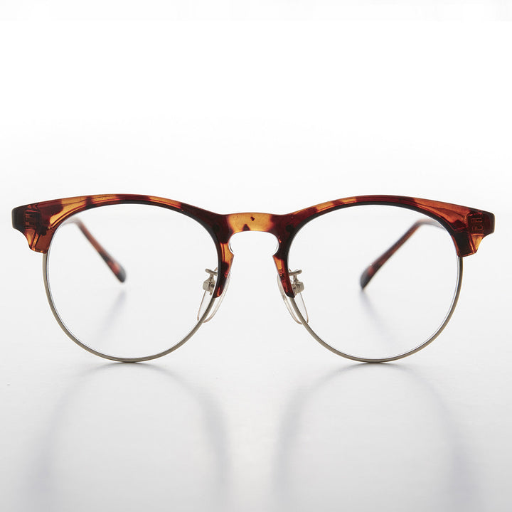 Hipster Horn Rim Eyeglasses with Keyhole Bridge - Quinn