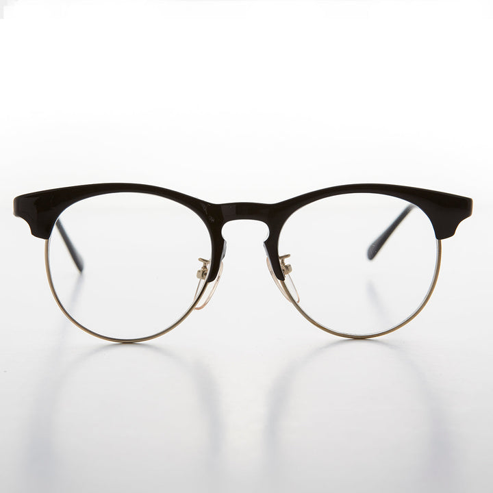 Hipster Horn Rim Eyeglasses with Keyhole Bridge - Quinn