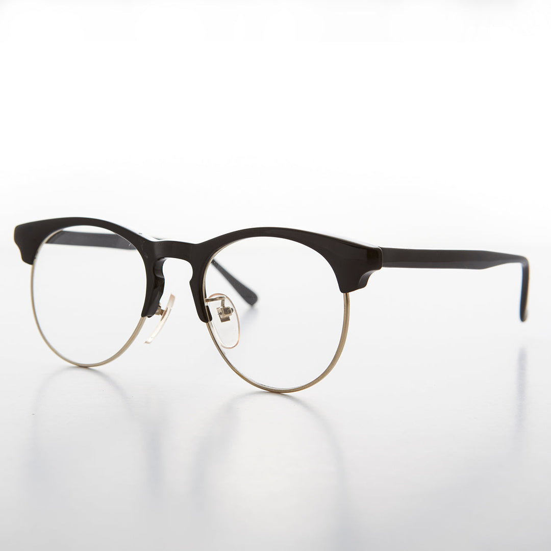 Hipster Horn Rim Eyeglasses with Keyhole Bridge - Quinn